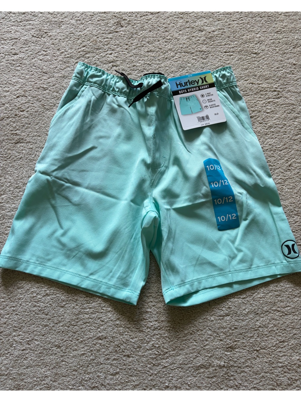 Boys’ Hurley Light Green Hybrid Shorts Size 10/12 New with Tags
